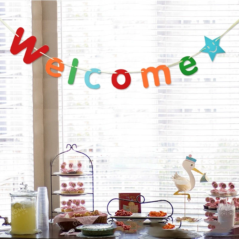 

3M Welcome Letter Garland Hanging Colorful Flags Banners Birthday Parties Bars KTV Scene Layout Decorative Items And Props