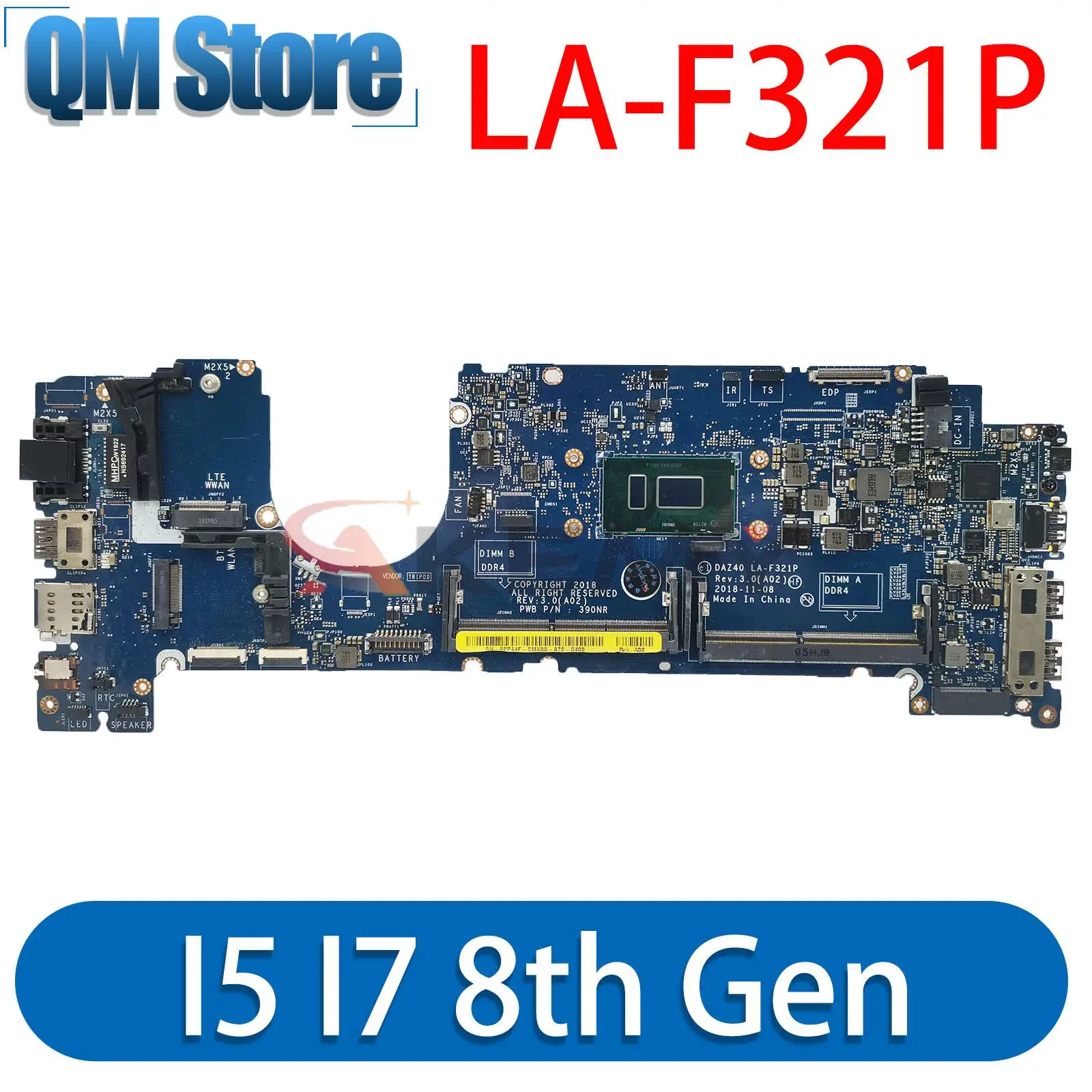 

For DELL Latitude 7490 E7490 Laptop Motherboard with I5 I7 8th Gen CPU DAZ40 LA-F321P CN-0PP44F PP44F Mainboard