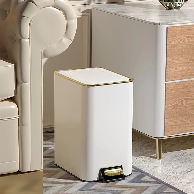 

10L Luxury Foot-operated Trash Can Rubbish Bucket Waste Basket Garbage Bin Waste Bin with Lid for Bathroom Bedroom Living Room
