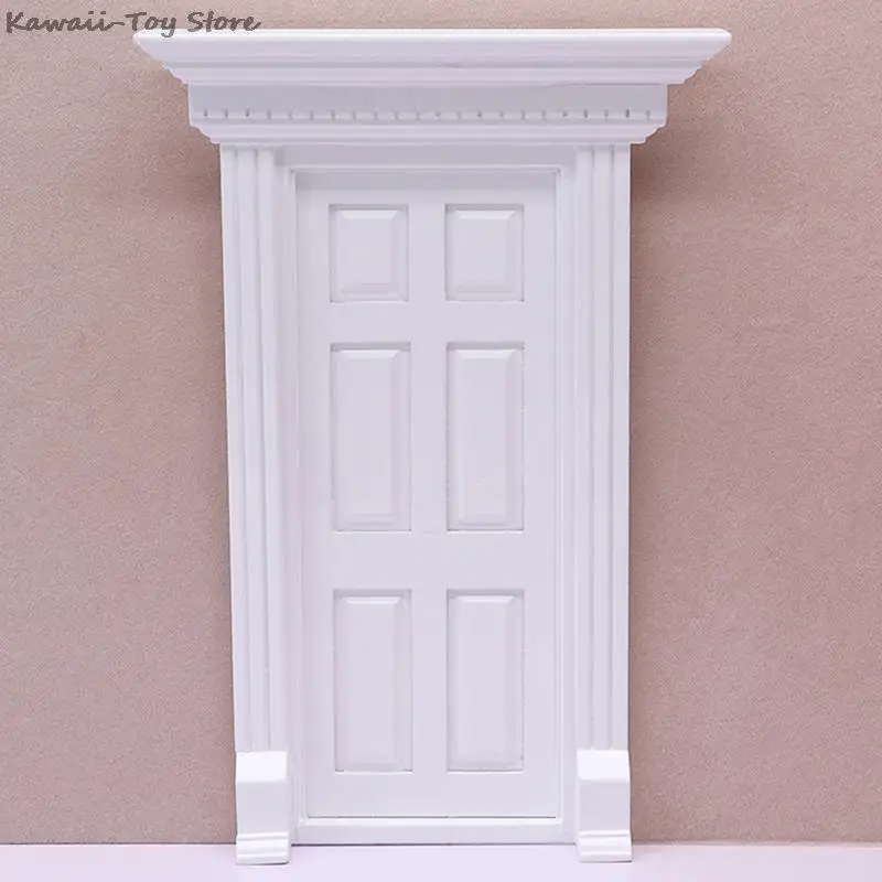 

1/12 Scale Dolls House Miniature Wooden Steepletop 4 Panel Door With Hardware For Children DIY Furniture Toy