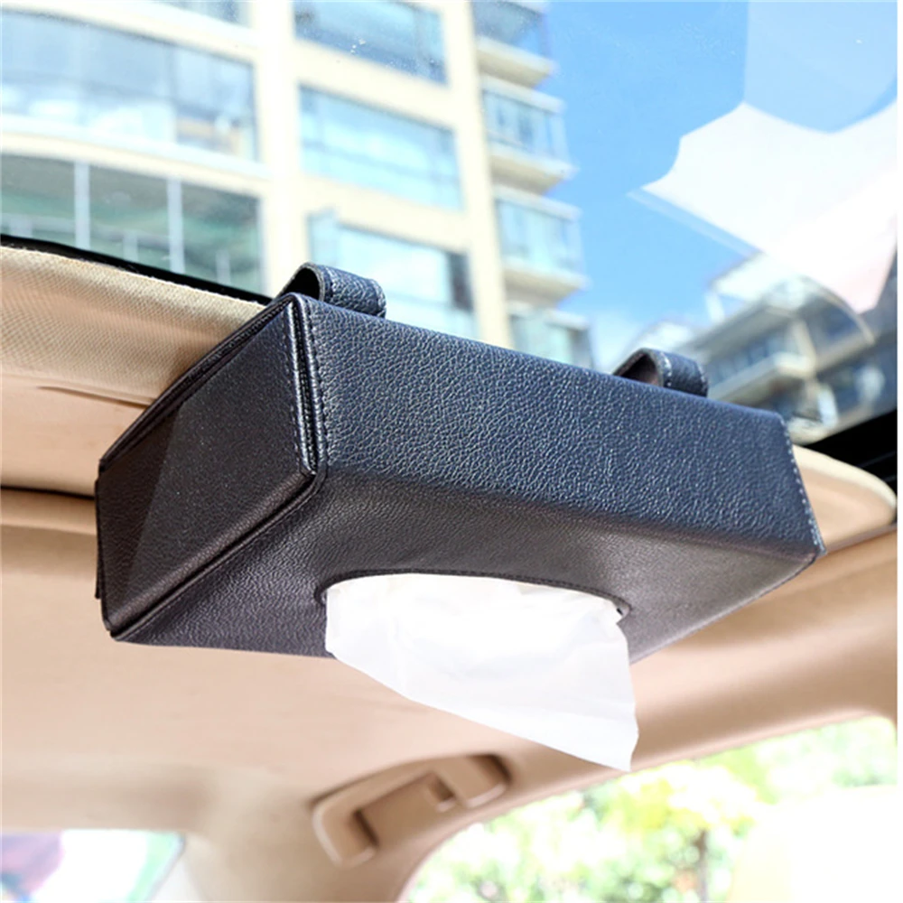 

21x13x6cm Universal Car Sun Visor Tissue Box Holder PU Leather Tissue Box Cover Case For Paper Auto Organizer Accessories