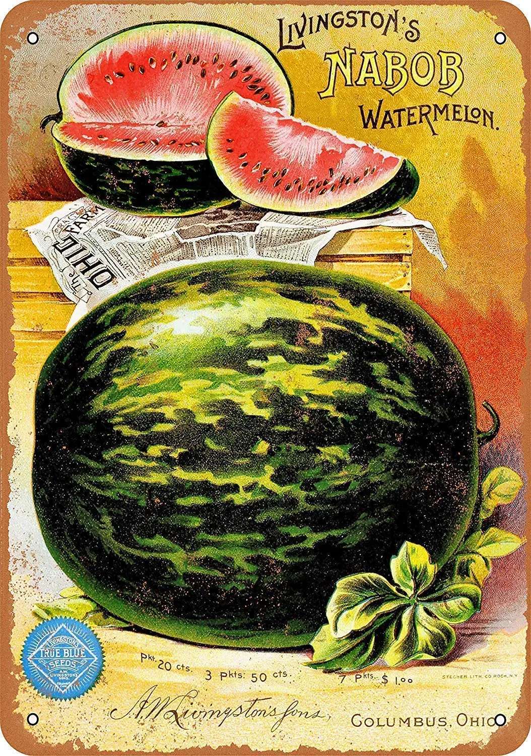 

Livingston's Watermelon Seeds - 8 x 12 Tin Sign Vintage Novelty Funny Iron Painting Metal Plate