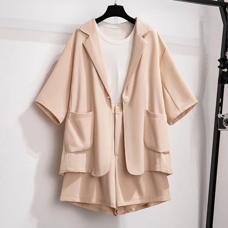 Oversized Show Thin Short Sleeve Shorts Two-piece Set