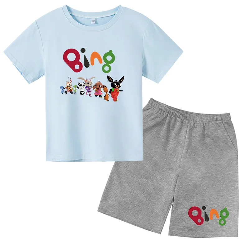 

New boys and girls T-shirt suits Sports popular T-shirt suits Popular animal cartoon pattern Kawaii T-shirt character suits Boys