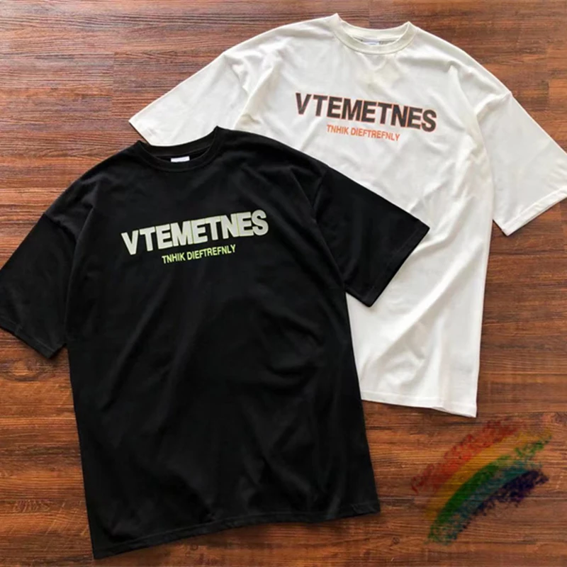 

2023ss Vetements Vintage ReflectiveT-shirt Men Women 1:1 High Quality Heavy Fabric Oversized T Shirt Top Tees