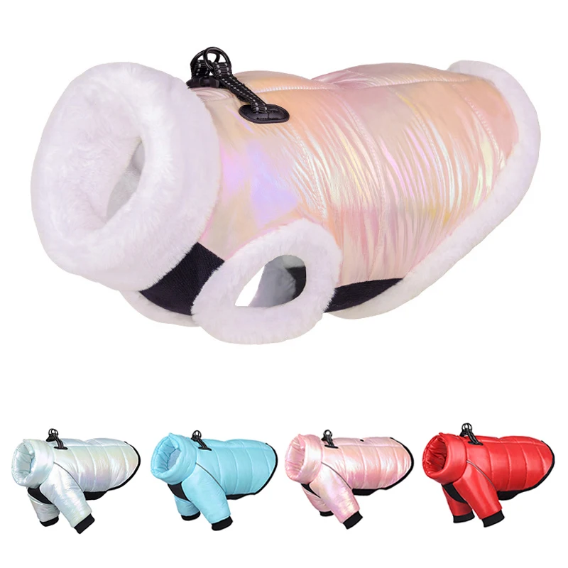 

Зимний теплый пуховик для собак, одежда, водонепроницаемый жилет для маленьких собак, одежда с меховым ошейником для чихуахуа, французского...