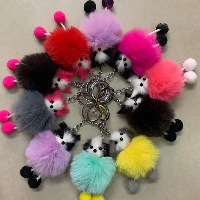 

9CM Cartoon Cute Plush Puppy Plush Charm Keychain Cute Fur Charm School Bag Bag Mobile Phone Charm Children Backpack Charm Gift