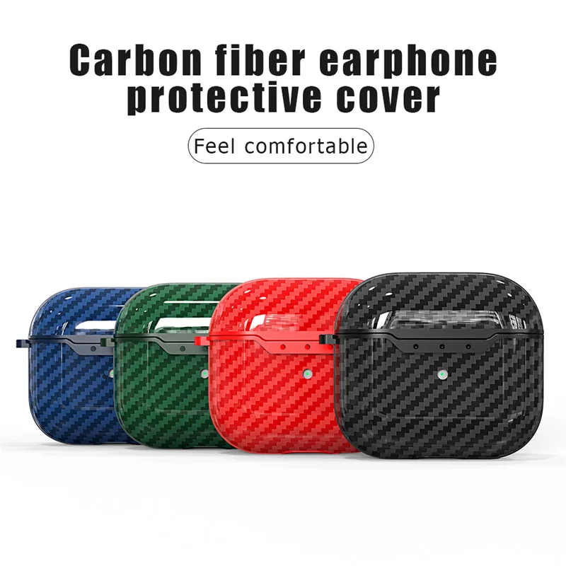 

Carbon Fiber TPU Case For Apple AirPods pro2 Luxury Earphone Airpodspro Shell Air Pods Cover with Hook For Airpods Pro Protecter