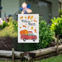 red farm truck with pumpkins burlap garden flag double sidedhouse yard flagsholiday seasonal outdoor decorative flag banner fo