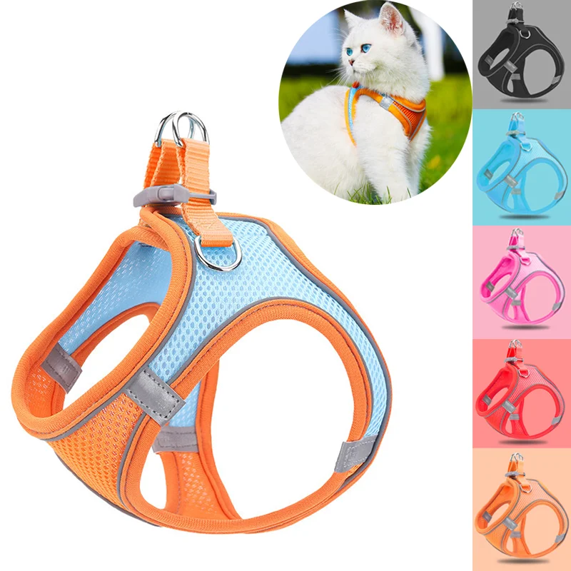

Шлейка-поводок для кошек, Регулируемый жилет из полиэстера, светоотражающая дышащая, для маленьких кошек и щенков