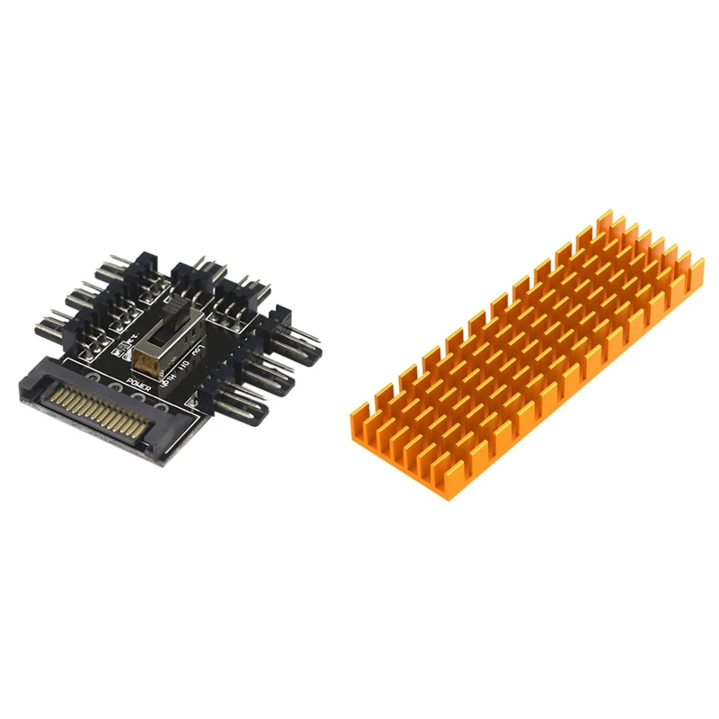 

Multi Way Splitter Cooler Cooling Fan Hub PC Computer & Aluminum M.2 Heatsink Cooler Heat Sink Thermal Conductive