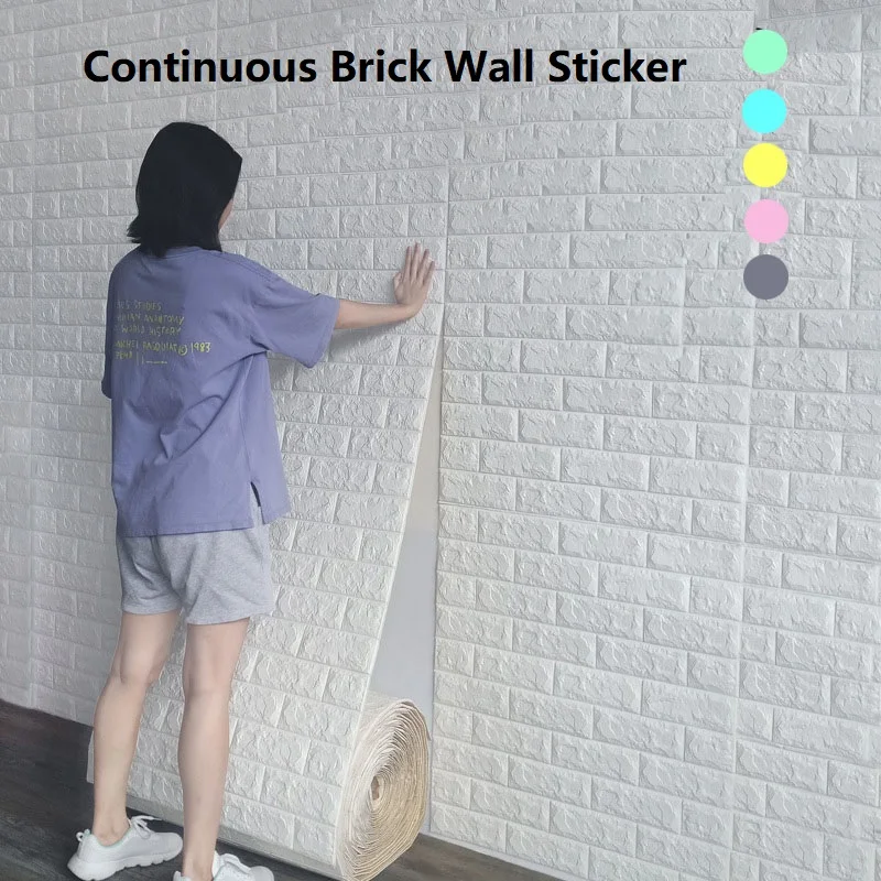 3D Wallpaper 70cm*1m Continuous Brick Pattern Sticker Waterproof Home Decoration Self-Adhesive |