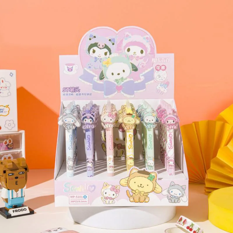 

36 шт. Sanrio Kawali Hellokitty Kuromi My Melody Cinnamoroll погремушка pompurin нейтральная ручка шариковая ручка милый детский подарок для девочек