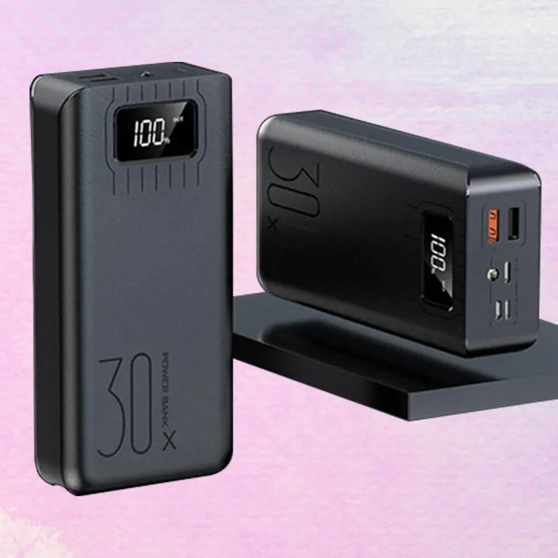 

30000mAh portable power bank, one-way fast charging, digital display, flashlight