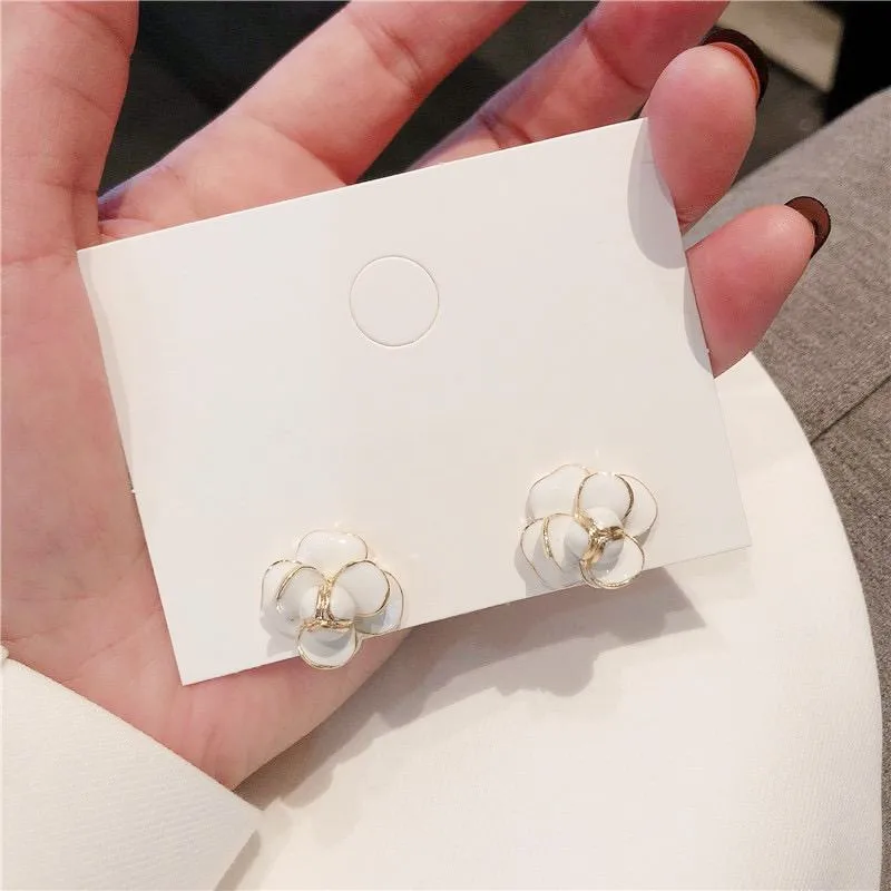 EcoChic Zhao Lusi Same Sle Французские элегантные серьги в стиле ретро с изящной камелией и