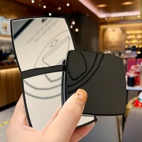 1pc women fashion black portable makeup mirror smooth double sided folding small square mirror fit travel make up tools