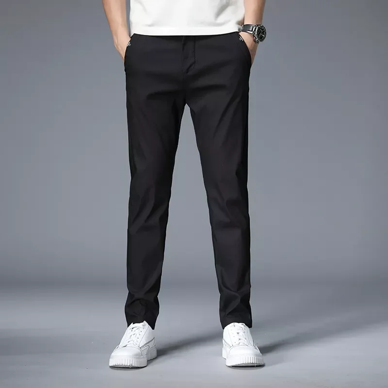 

NEW IN Summer Men's Thin Cotton Casual Pants Korean Casual Slim Fit Pant For Men Fashion Black Gray ArmyGreen Trousers Male