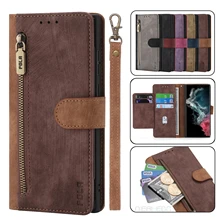 Anti-Theft Brush Leather Case For Samsung Galaxy S24 S23 S22 S21 FE S20 S10 S9 Plus Note 20 10 9 8 + Business Flip Wallet Cover