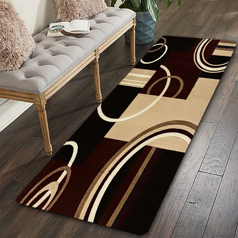 

Hotel Lobby Long Rug Modern Geometric Print Crystal Velvet Carpet Corridor Entrance Doormat Kitchen Mat Home Decor