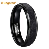 itungsten 6mm 8mm sandblasted black tungsten ring men women engagement wedding band fashion jewelry stepped edges comfort fit