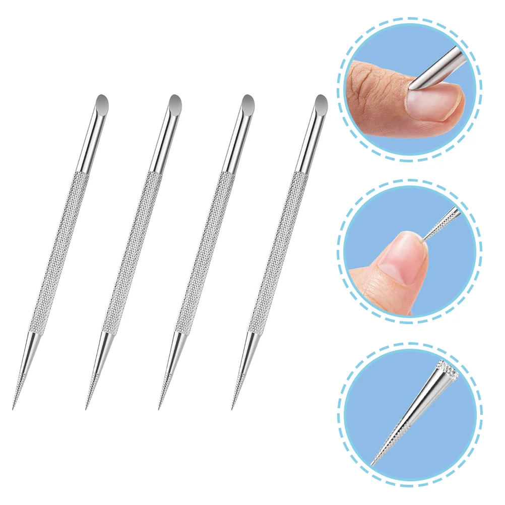 4 Pcs Nail Pusher Manicure Tools Nail Scraper Remover Cuticle Pusher Tool Stainless Steel Metal Cuticle Pusher enlarge