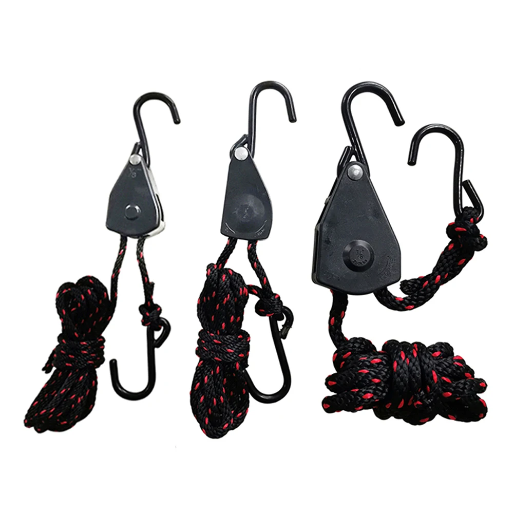 

1/8 1/4 3/8 inch Adjustable Lanyard Hanging Rope Clip for Tent Fan Lamp Pulley Rope Ratchet Hanger Pulley Lifting Pulley Hook
