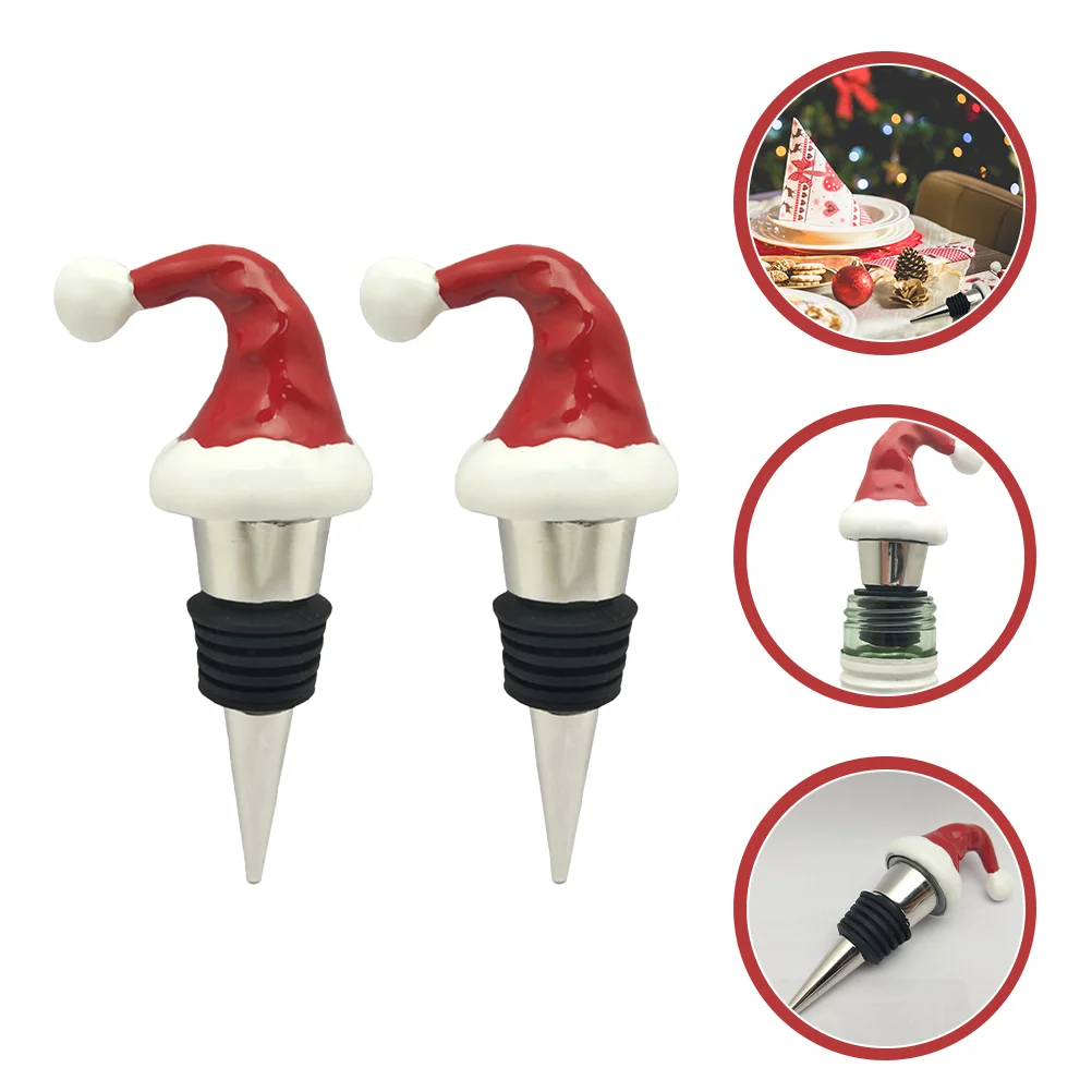 

Stopper Bottle Stoppers Christmas Decorative Beverage Saver Cork Holiday Plug Santa Eye Toppers Vintage Sealer Metal Catching