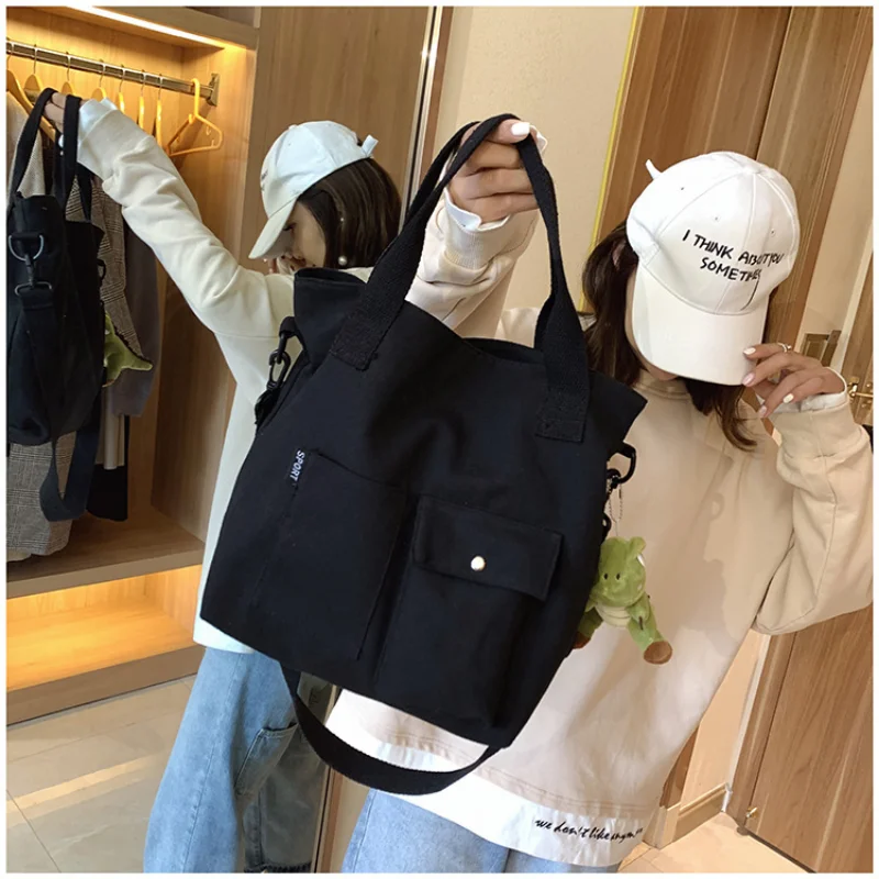 Fashion Luggage &Bags Women's Handbags Crossbody NEW Canvas Large Capacity Tote Bag Travel Storage Black Ladies Bolsos