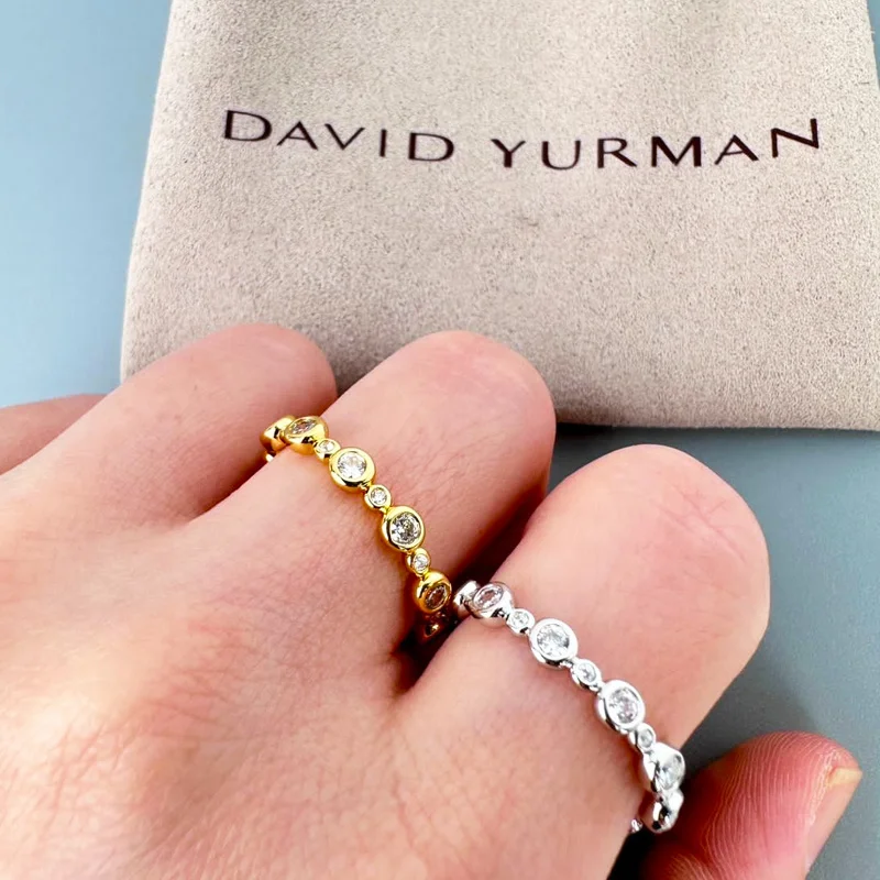 

David Yurman Rings DY Starlight Band Ring In Silver 925 Plated18K Yellow Gold with Diamonds