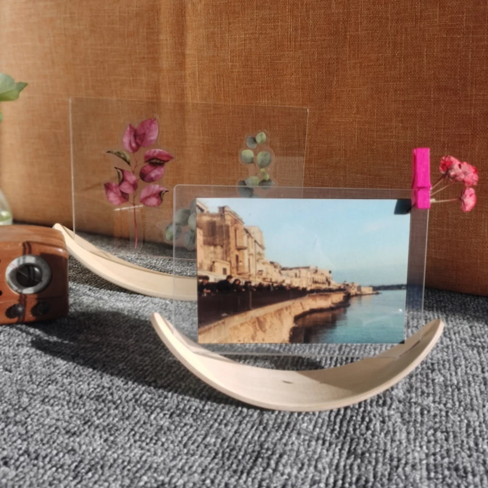

Acrylic Wooden Photo Frame Herbarium Display Frame DIY Frame Photo Frames For Wedding Party Crescent Picture Frame Photo Decor