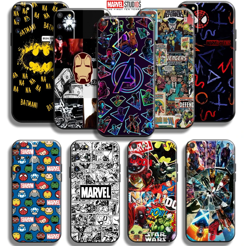 

Marvel Avengers Phone Case For Samsung Galaxy S21 S20 Plus Ultra S21 S20 FE 5G Liquid Silicon Carcasa Funda Back TPU Black