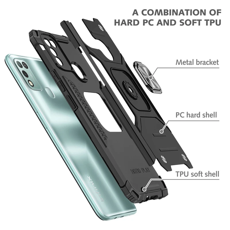 shockproof phone case for infinix smart 4 note 7 lite zero 8 magnetic armor ring protection cover for infinix hot 9 10 play free global shipping