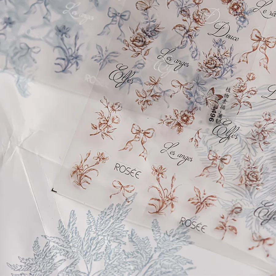 1 лист роза бабочка бант цветок эскиз растений высокое качество наклейки для