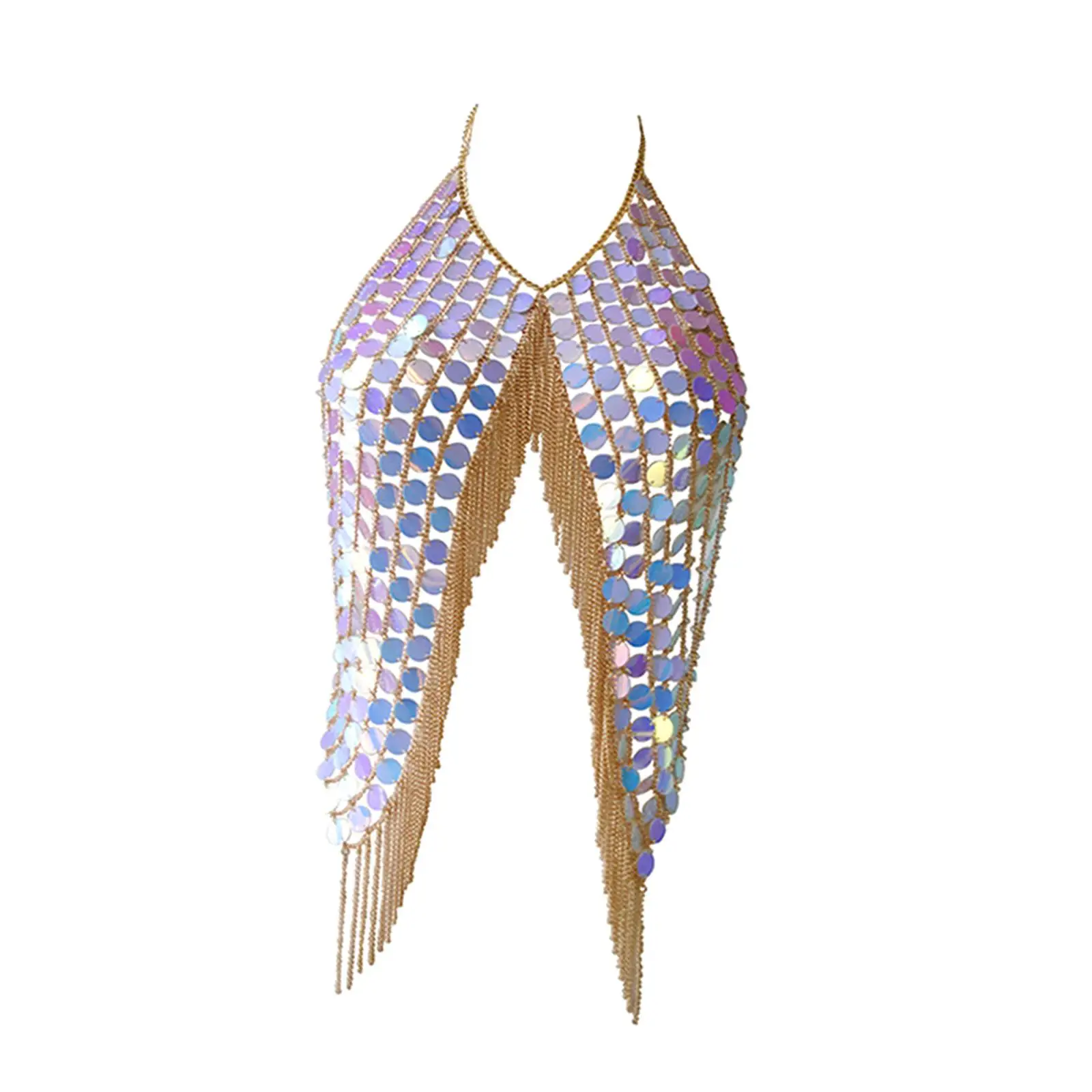 

Sequin Bra Fashion Bra Maxi Necklace Bohemian Sparkly Crop Top Body Chain Costume Accessories for Nightclub Summer Dance Beach