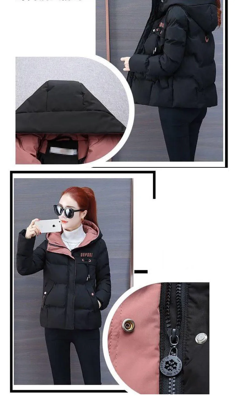 Women's hooded coat winter new Ladies thickened parka slim fit warm short jacket Female Outwear cotton jacket M-4XL