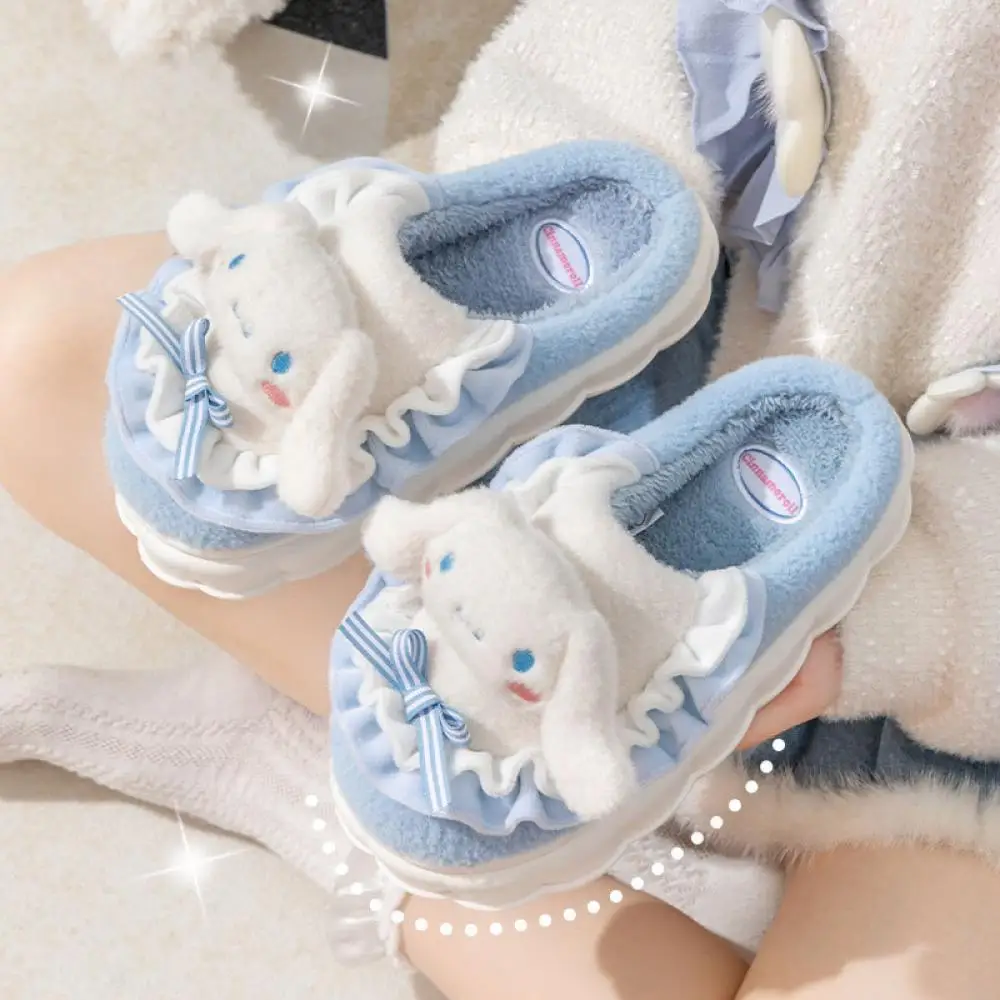 Новые хлопковые тапочки Cinnamoroll Kuromi женские Sanrio Pompompurin противоскользящие теплые
