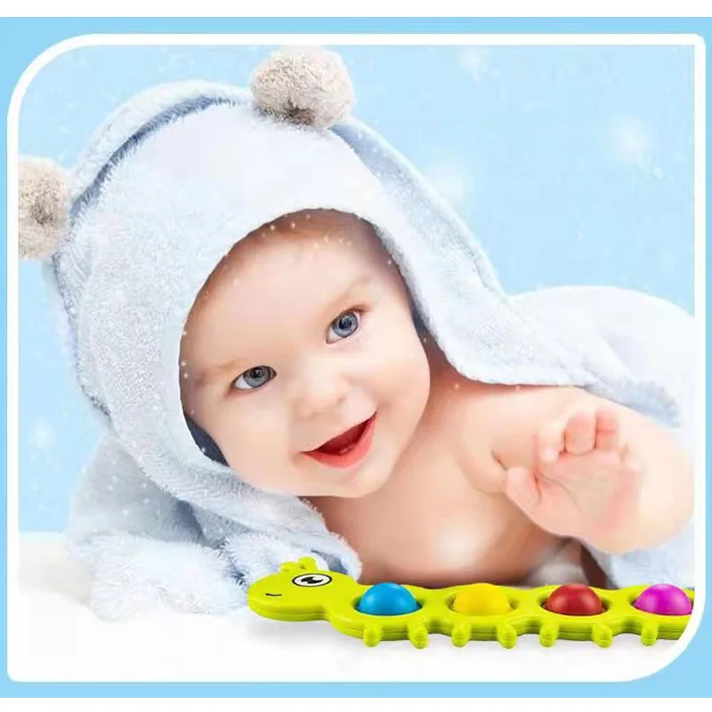 Силиконовая пузырьковая мультяшная гусеница для распознавания цветов сенсорные