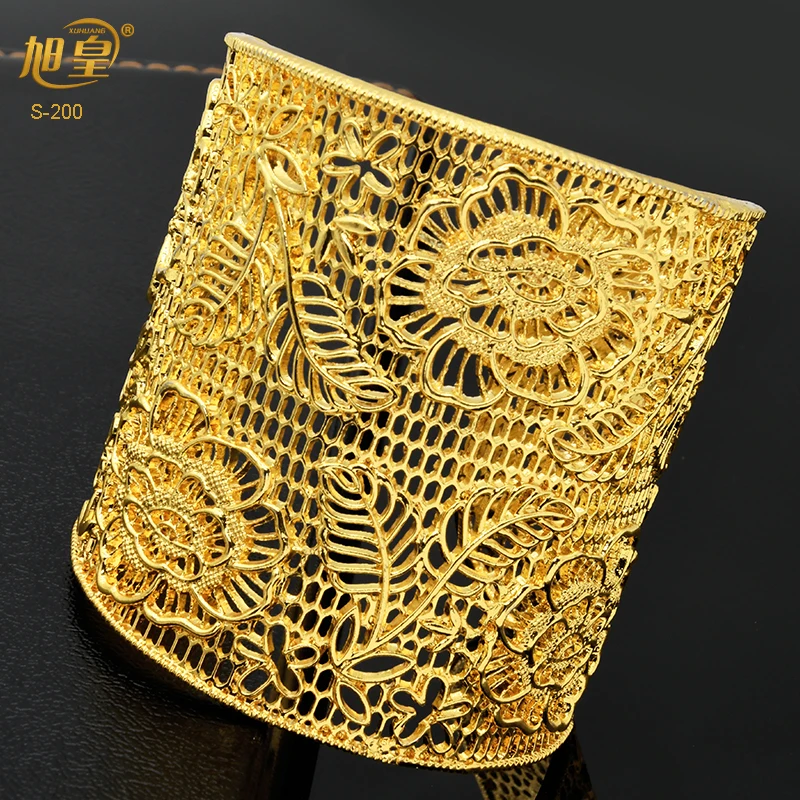 

XUHUANG Indian Gold Plated Bangles For Women African Moroccan Arabic Charm Bangles Jewelry Nigerian Bridal Wedding Party Gifts