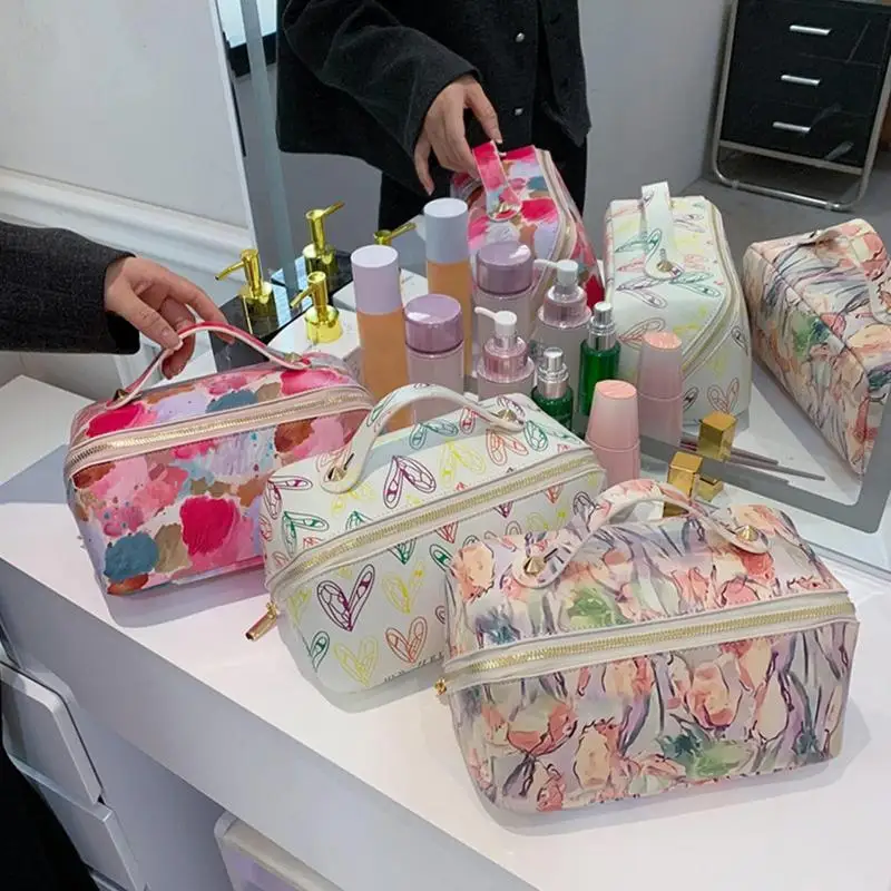 

Makeup Bag Portable Cosmetic Organizer With Smooth Zipper Wear Resistant Storage Bag For Travel Business Trip Home Use