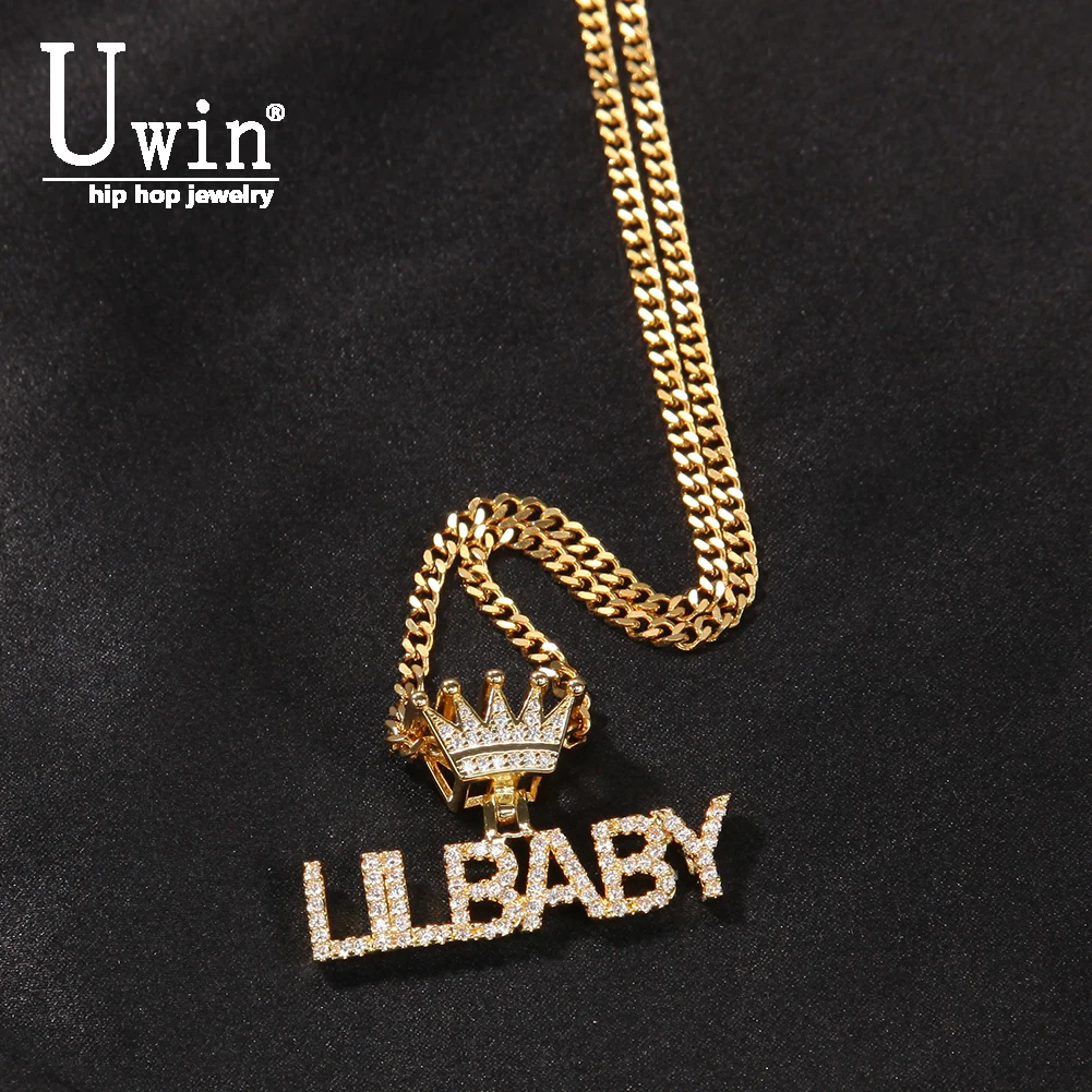 

Uwin Custom Name Necklace Mini Letter With Crown Custom Personalized Necklace Cubic Zirconia Fashion Hiphop Jewelry