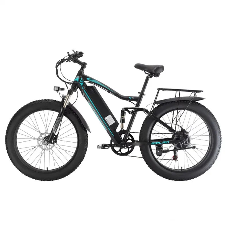 Electric Fat Tire Bike Smlro V5 1000W 48V 13ah Electric Hybrid ebike Snow Mountain Bicycle With Full Suspension For Men images - 6