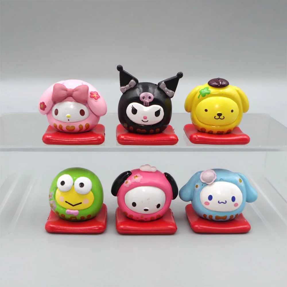 

My Melody Kuromi Sanrio Toys Kawaii Anime Figure 6pcs Desktop Decoration Figurines Collection Christmas Gifts for Children Girls