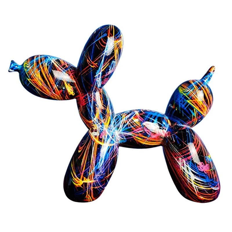 

Nordic Painting Graffiti Balloon Dog Sculptures Creative Resin Crafts Animal Statues Home Decor Collectible Figurines