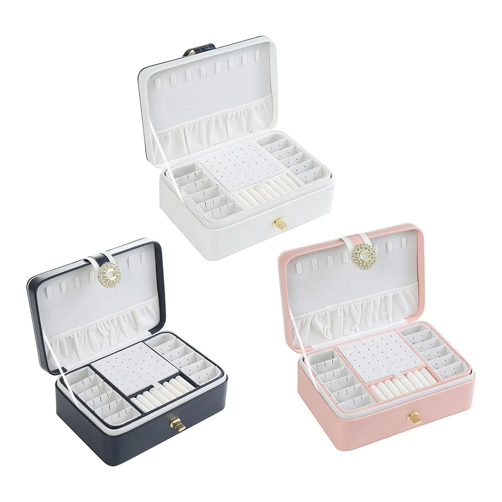 

Double Layer Jewelry Box Organizer Large for Earrings Ear Studs Girls Women