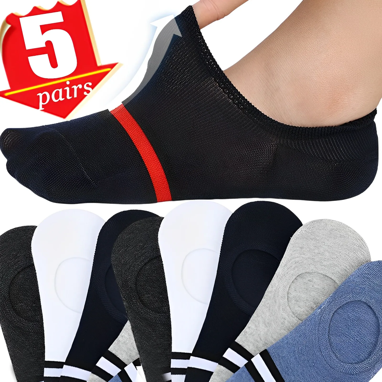 

1/5Pairs Men Cotton Socks Summer Sports Breathable Ankle Socks High Quality Mesh Casual Athletic Thin Cut Short Plus Size 38-45