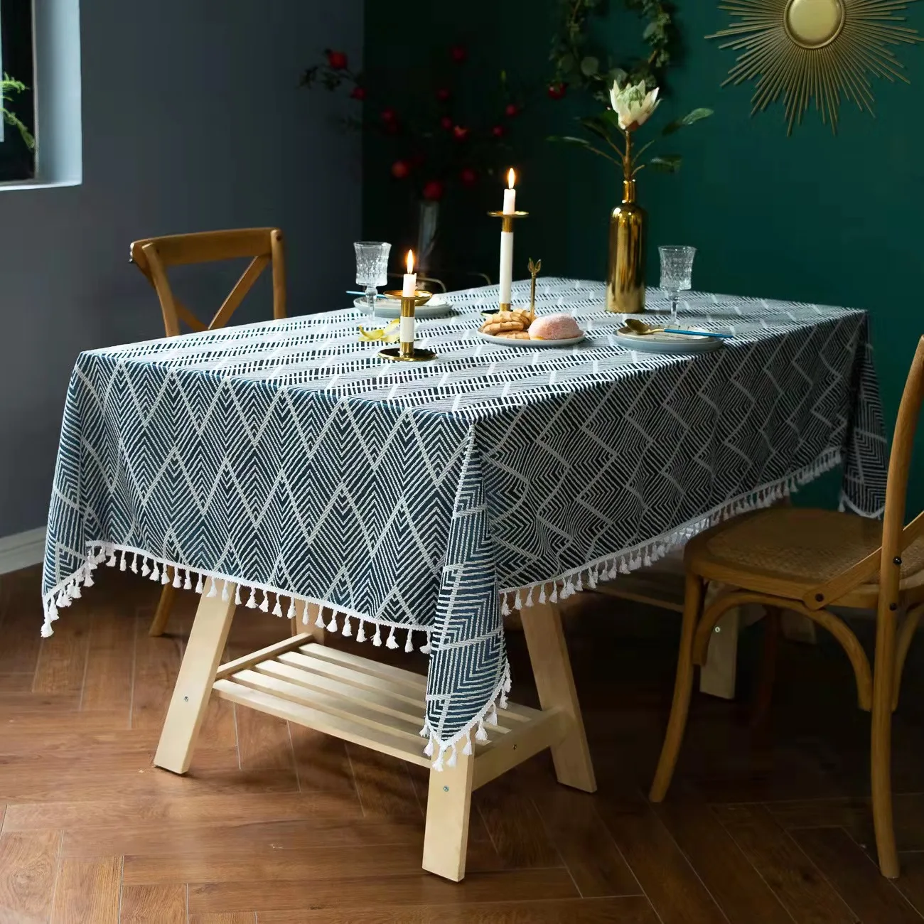 

Rectangular tablecloth with tissues Striped jacquard dining table cover picnic mat party table cloth home decor sofa table cover