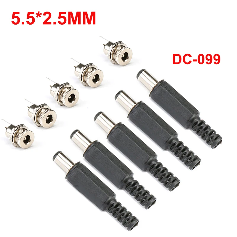 

5 пар, металлические штекеры DC 5,5x2,5 мм, 5,5*2,5 мм