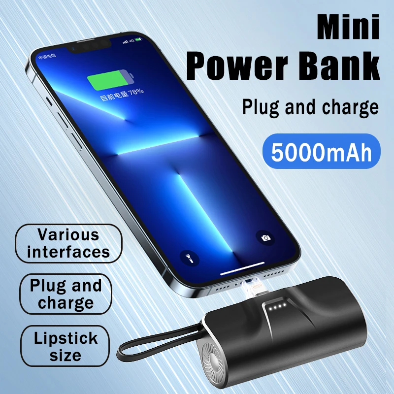 

Внешний аккумулятор для Iphone14 13 Xiaomi, 5000 мАч, 22,5 Вт