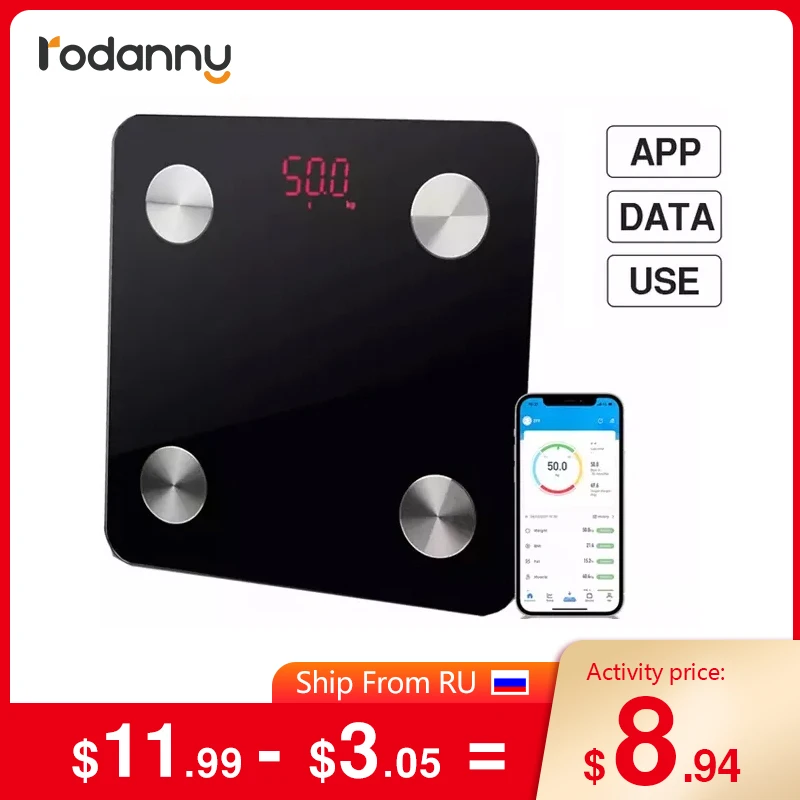 Цифровые весы roдэнни для измерения массы тела и жира в ванной комнате |