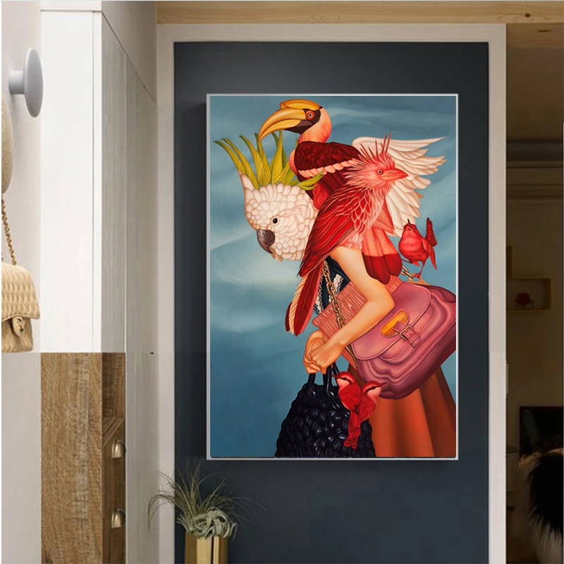 Сурреальная иллюстрация холст абстрактная птица фотография художественная